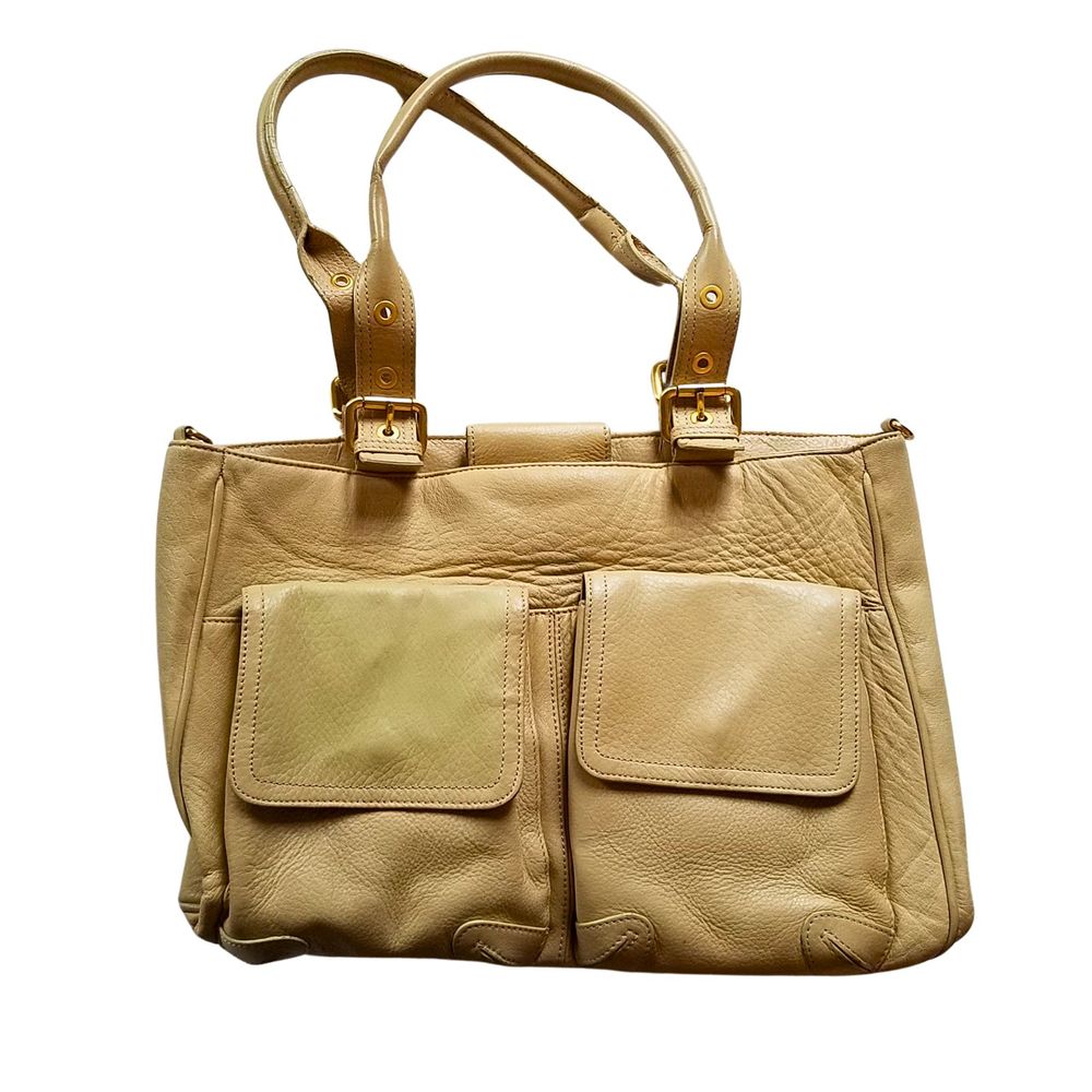 Vintage Wilson’s Leather Beige Genuine Leather Tote Bag 15” x 11” x 5” *FLAW*
